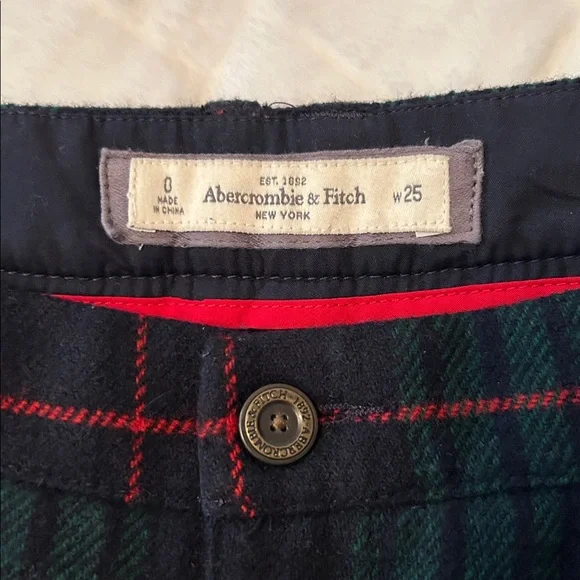 Abercrombie & Fitch Green and Navy Plaid Shorts size 25 - Picture 2 of 8